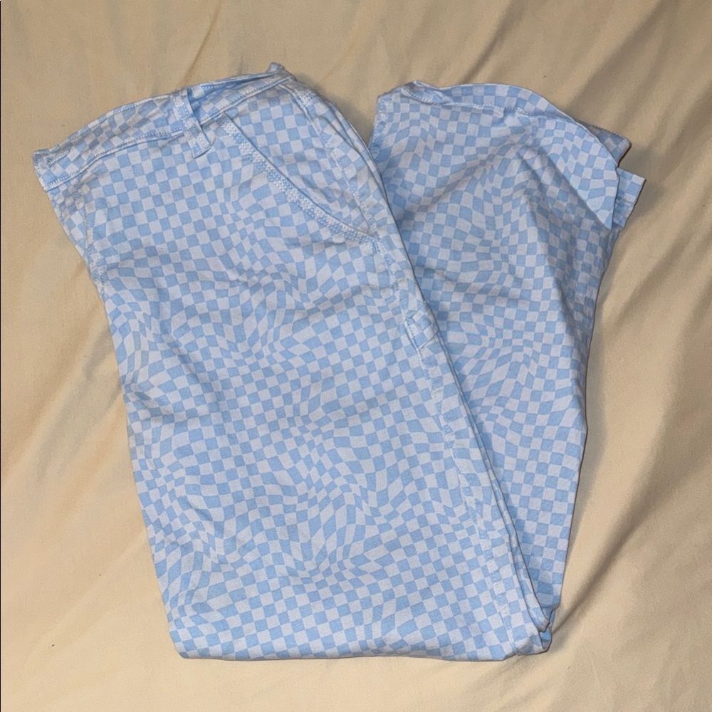Hollister Blue Checkered Straight Leg Pants